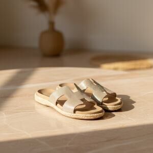 Donald Pliner Addara Gold espadrilles sparkle glitter platform Size 7.5